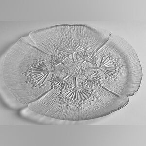 Dansk Floriform 13" Glass Serving Plate Vintage 1970s Italy/Italian Parsley EUC